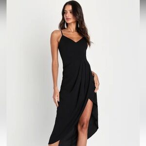 Lulus reinette black midi dress